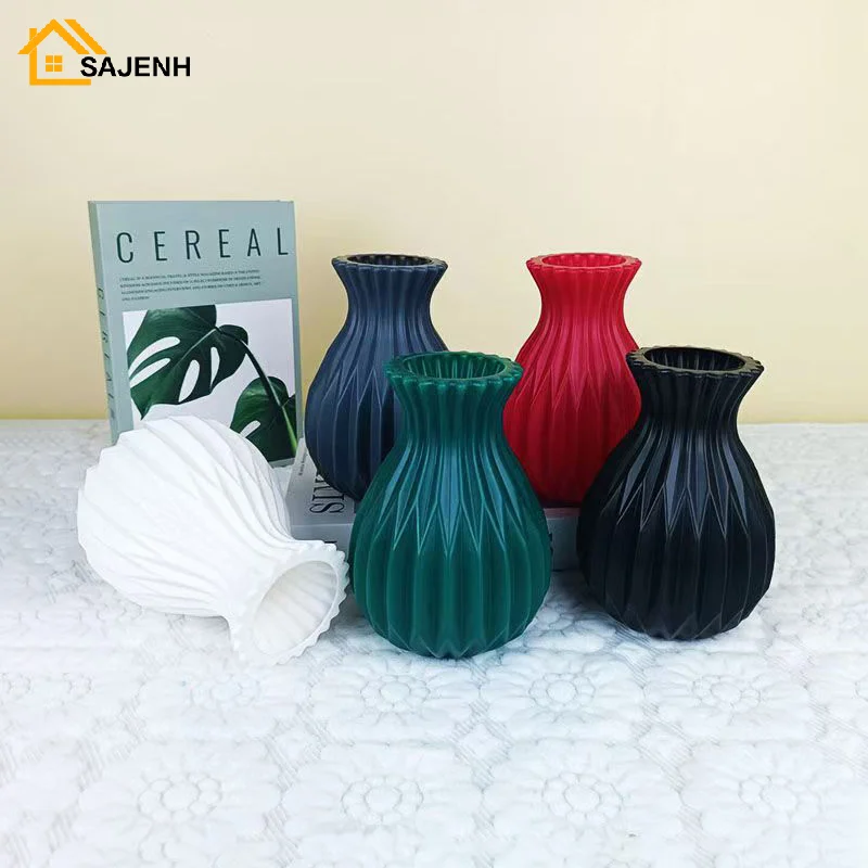 1 PCS Nordic Flower Vase Imitation Ceramic Plastic Flower Vase Living Room Desktop Decoration Wedding Centerpiece Arrangement