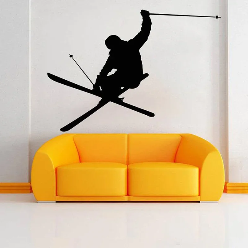 Skiing Wall Decal Ski Vinyl Stickers Skier Art Decal Ski Jumping Freestyle Sports Wall Decoration Wallpaper Murals  E112