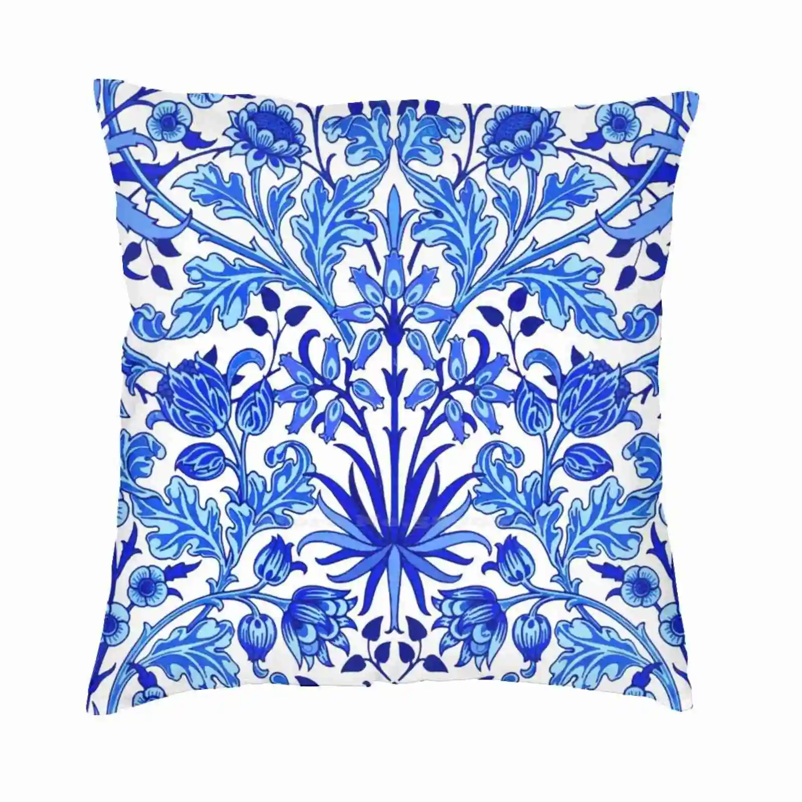 

Уильям Моррис с принтом гиацинта, кобальтовая сине-белая футболка, хлопковая футболка, гиацинта, цветы и листья, цветочный узор, искусство