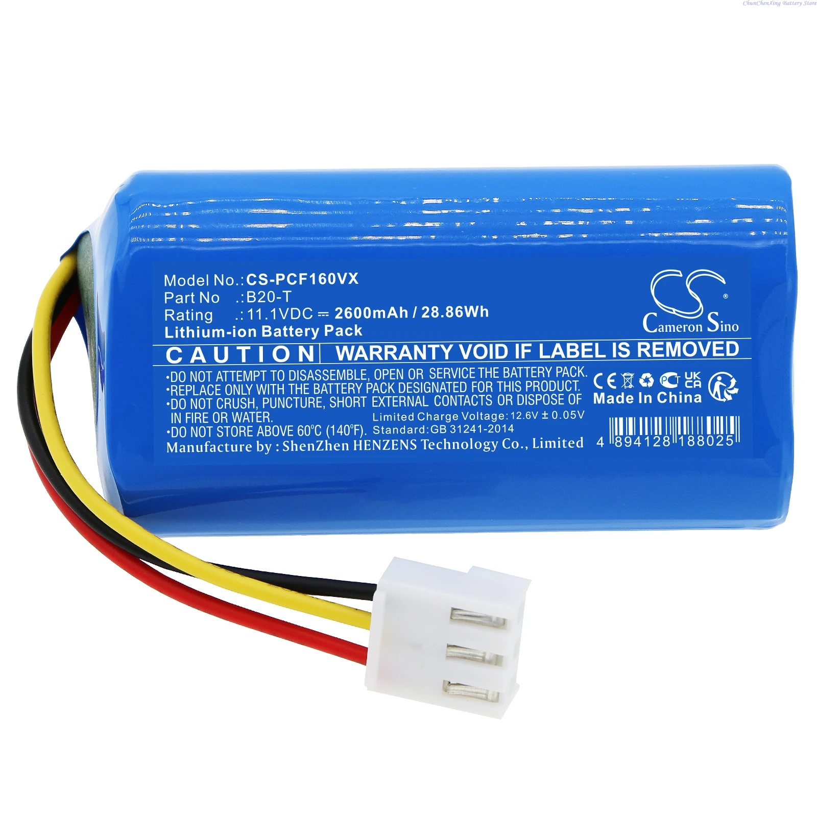 

Cameron Sino 11.1V 2600mAh Vacuum Cleaner Battery B20-T for Proscenic F16 +Tool