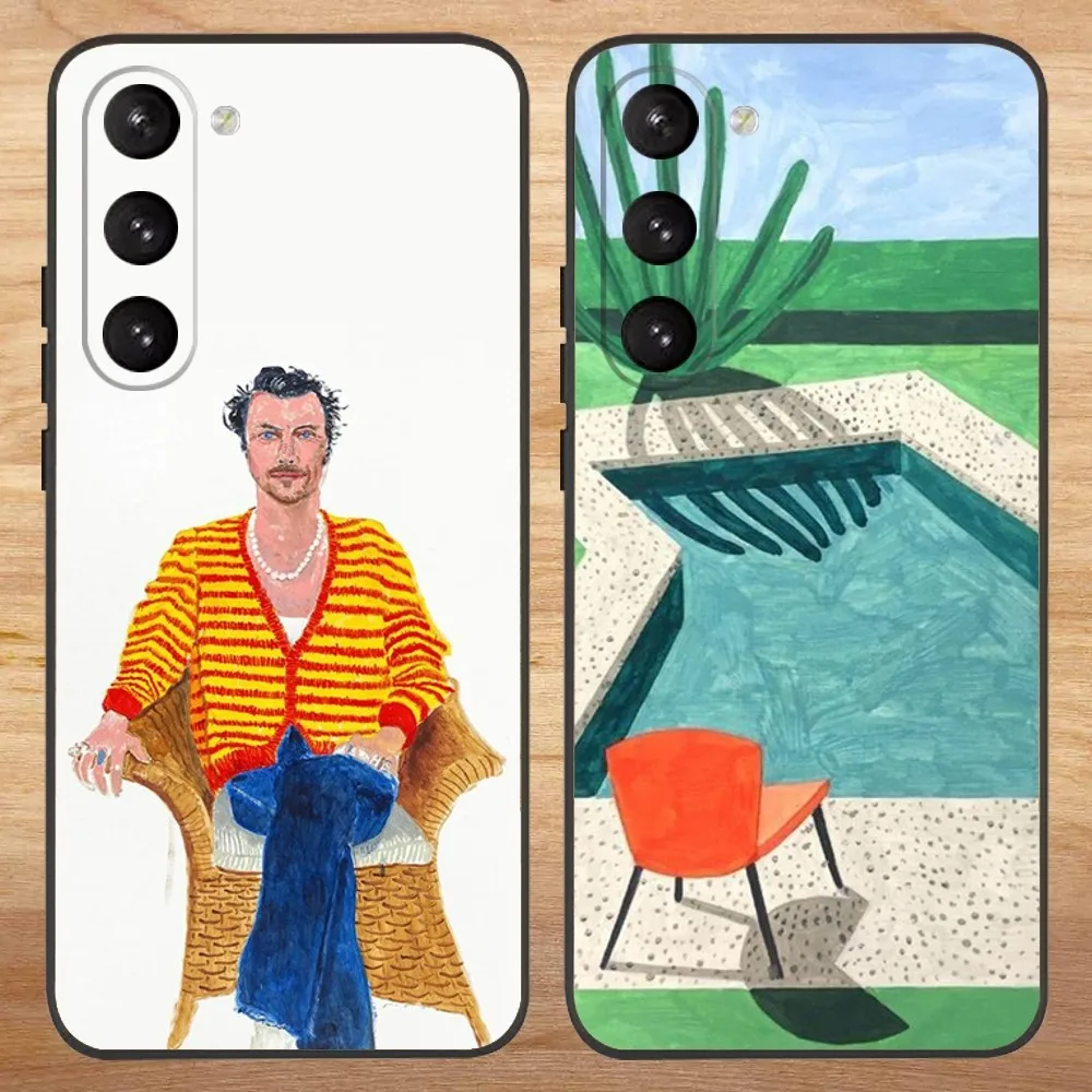 David Hockney Art Phone Case For Samsung S23,23,22,30,21,10,9,Note20 Ultra,Lite,Ultra,5G,Plus,FE,Black Soft Case