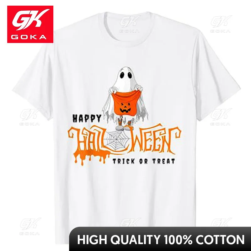 Ghost Trick or Treat Happy Halloween Candy T-Shirt Halloween Costume Gifts Horror Style Graphic Tee Tops Short Sleeve Blouses