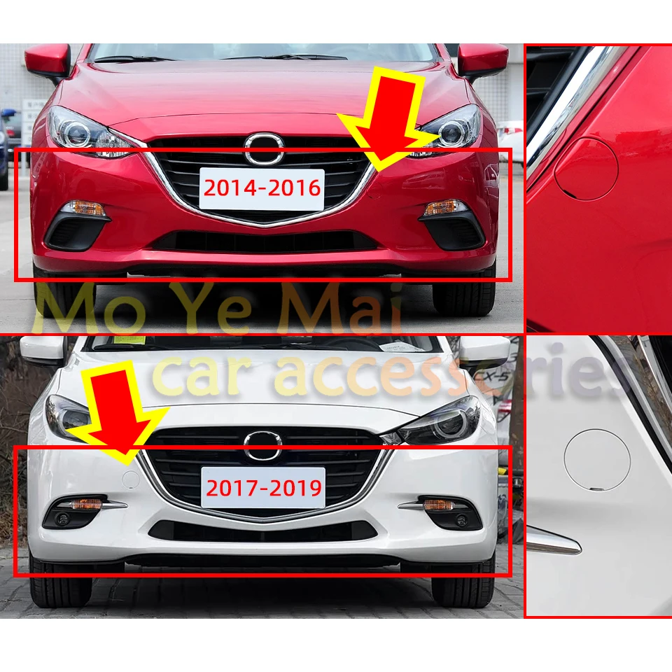 For Mazda 3 Axela Sedan 2014-2019 Front Bumper Towing Hook Cover Cap Auto Tow Hook Hauling Trailer Lid Red Blue Grey Silver