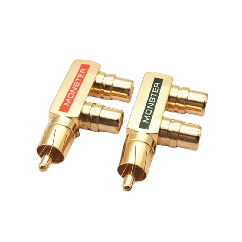 2 Stück Cinch-Adapter, vergoldet, AV-Splitter, 1 Stecker auf 2 Buchsen für Heimkino-Lautsprecher, Audio-Video-Ausrüstung, F-TYPE – Detail 5