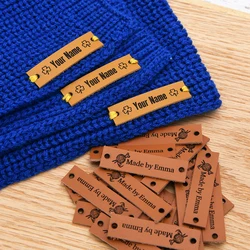 Laser Engraved Labels, Knitting Labels, Genuine Leather, Crochet Tags, Custom Logo, Sewing Tags, 0.5x2 Inches, D521