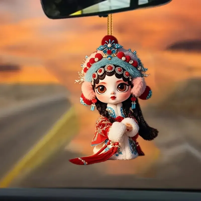 Popular Flat Car Hanging Ornaments, Traditional Chinese Opera Hua Dan Keychains, Hua Dan Interior Car Decorations