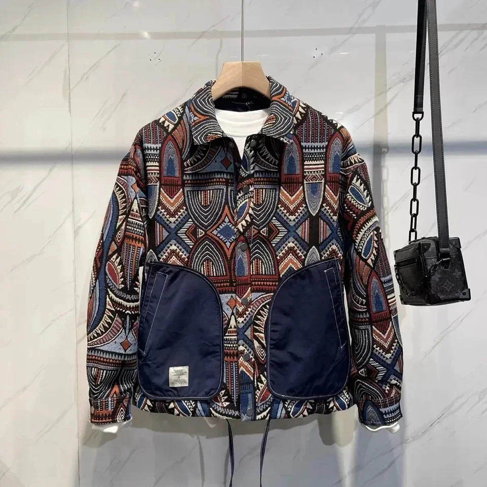 Men\'s Clothing Spring Autumn Shirt Jacket Men Korean Streetwear Trend Fashion Lapel Coat Loose Patchwork Top Bomber Jacket Men