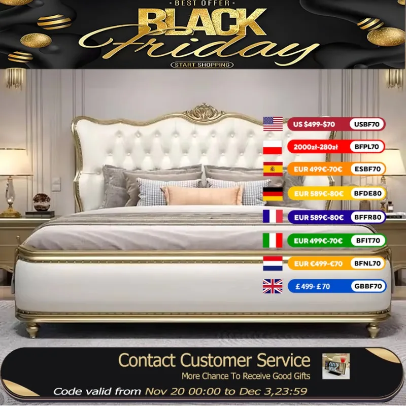 

Pretty Elegant Double Bed Queen European Unique Luxury Bedroom Frame Bed Sets Modern Solid Wood Cama De Matrimonio Furniture