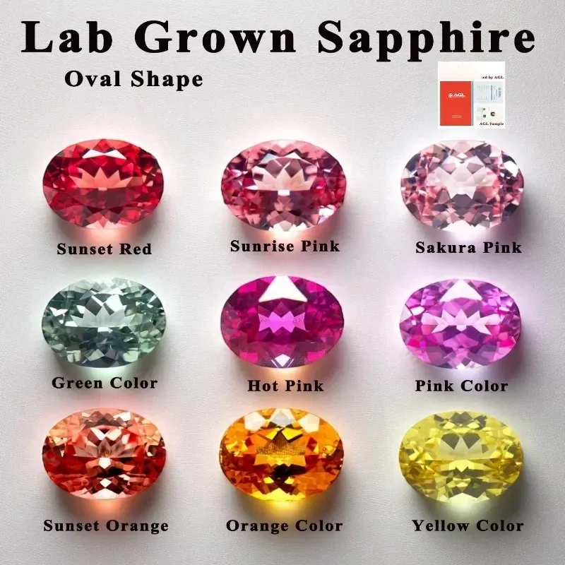 Top Lab Grown Sapphire Oval Cut Orange Color Loose Stone For DIY Jewelry Making Rings Necklaces Selectable Certificate