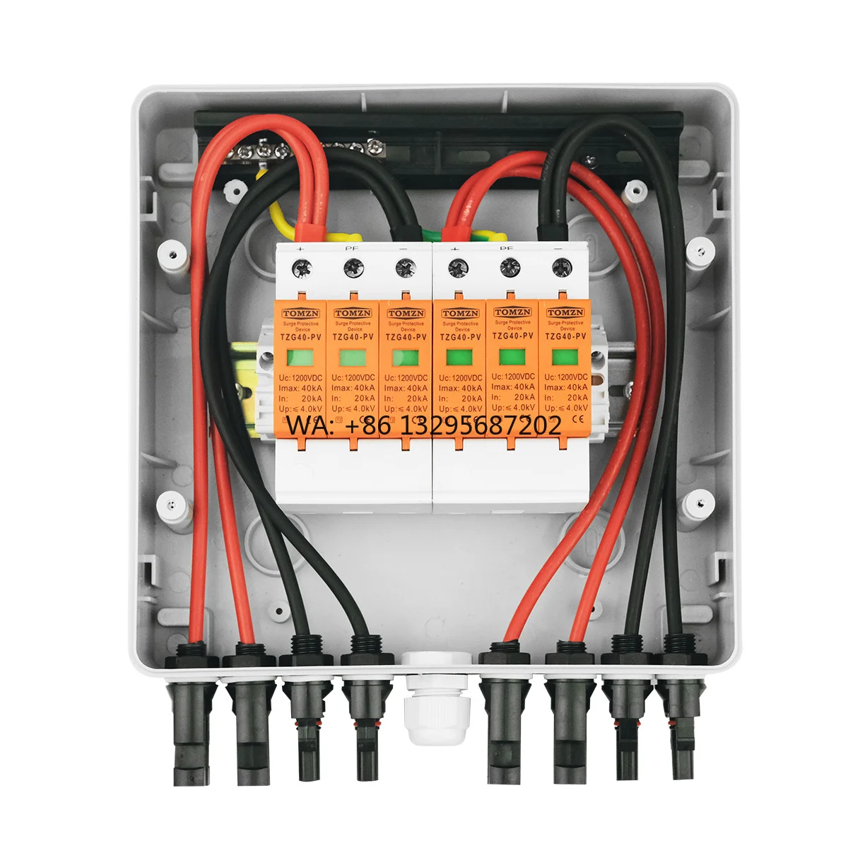 

4 Input 1 DC 1200V Waterproof IP65 Fuse Box Solar Photovoltaic Lightning Protection Grounding PV Combiner 8-Way Access