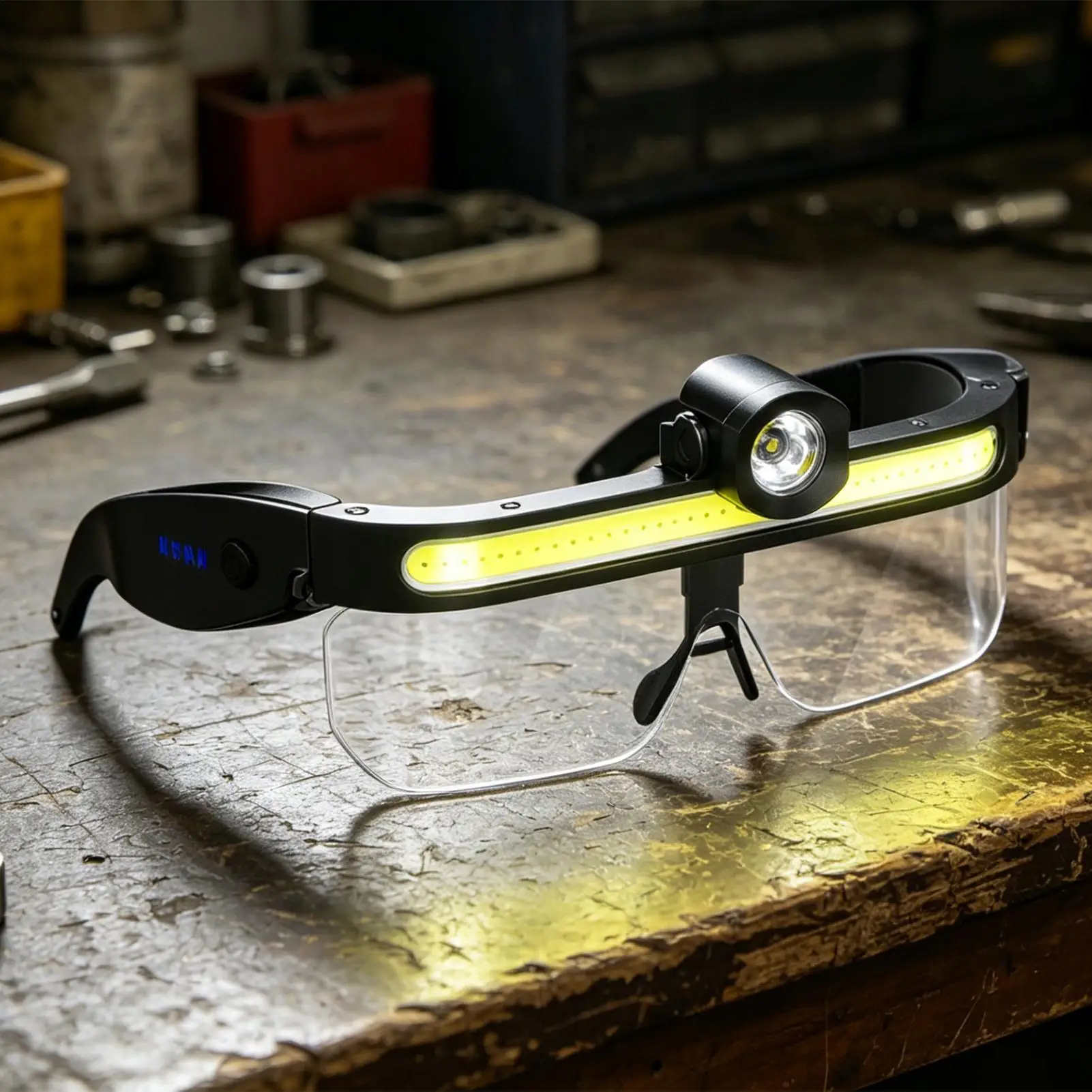 

LED Glasses Waterproof Adjustable Angle Lightweight Head Flashlight Safety Glasses For Camping Fishing Running Hiking Outdoor