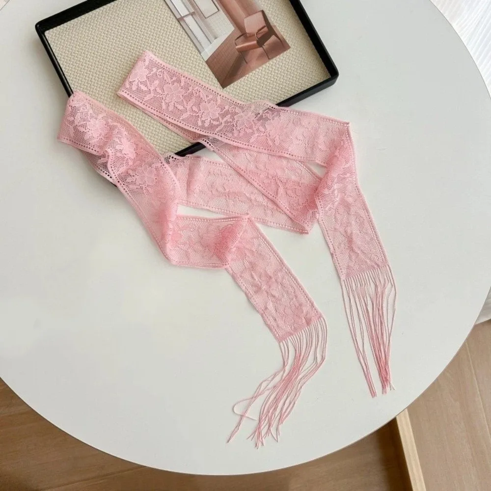 

Stylish Floral Lace Printed Scarf Soft Narrow Long Multifunctional Headscarf Lightweight Elegant Ribbon Scarf Daily