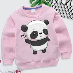 Hi Panda Printed Children Sweatshirt Fashion Kids Cartoon Clothes Cute Panda Long Sleeve Pullover Autumn Girl Boy Panda Hoodie