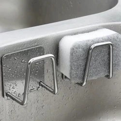 Kitchen Sink Accessories organizer shelf Sponges Drain Drying Rack Stainless Steel Kitchen Sponges Holder Self Adhesive Sink