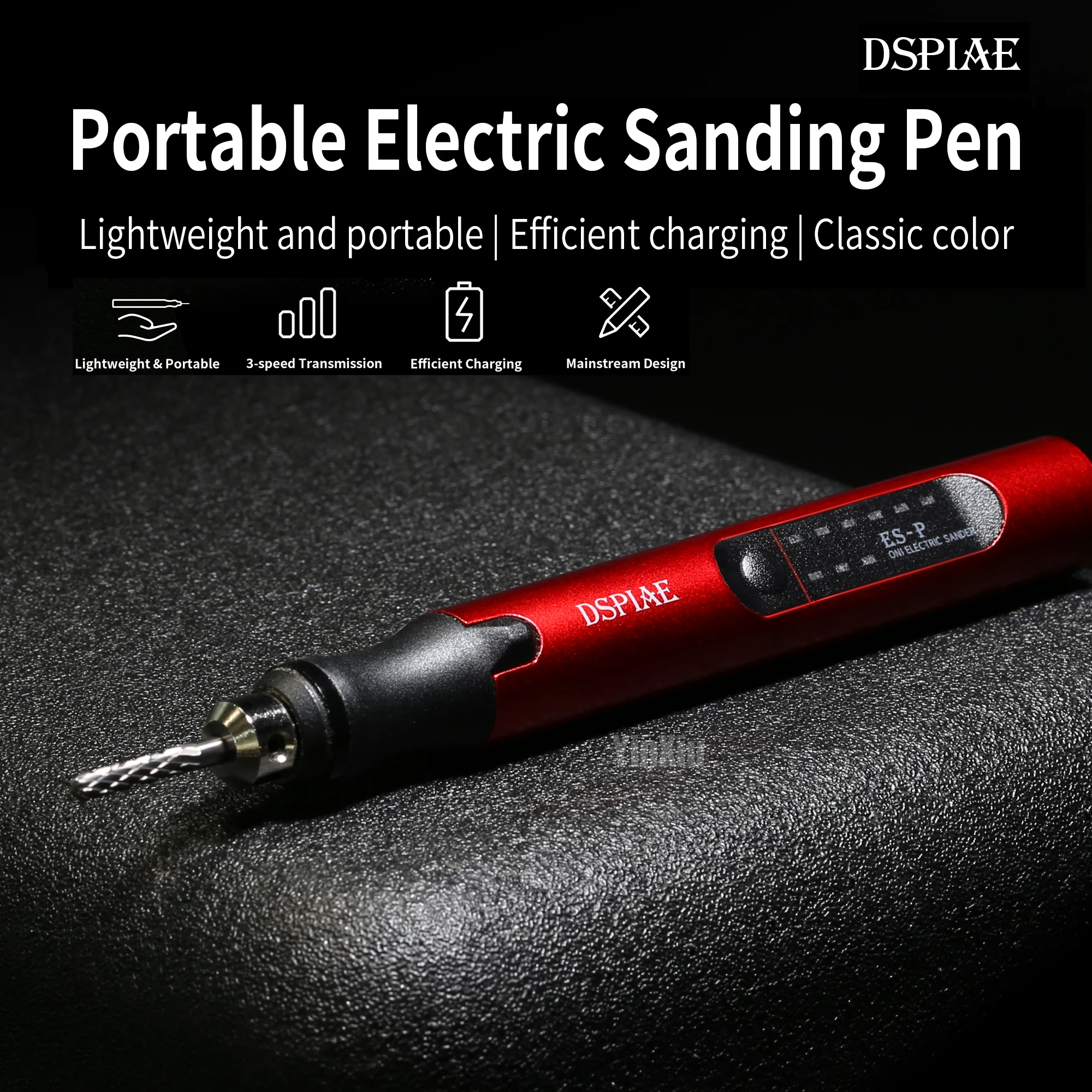 DSPIAE Stylo d\'affûtage électrique portable ES-P et tête de meulage en acier au tungstène pour les modèles militaires Gundam outil de passe-temps