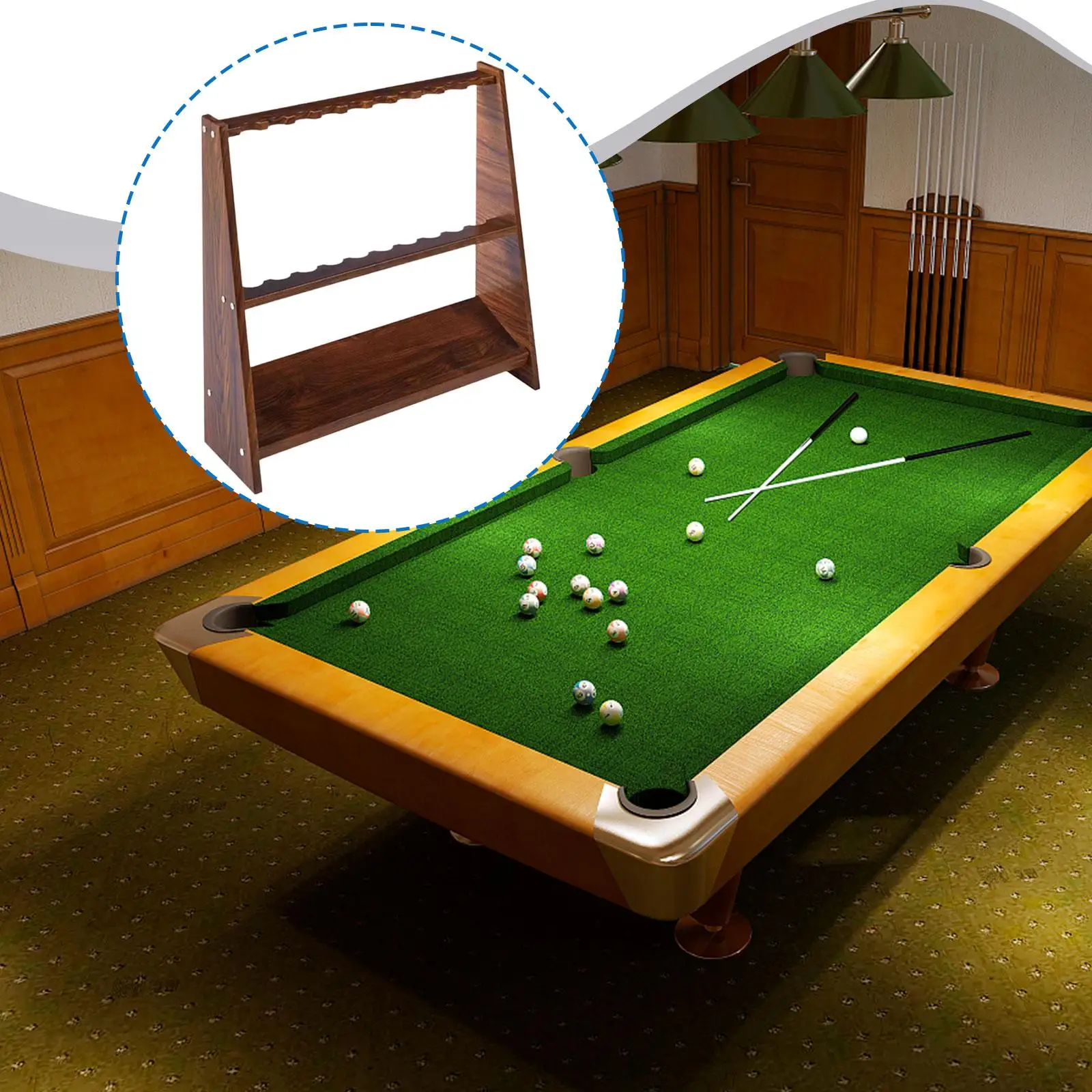 

Pool Cue Rack Modern Display for Hall Public Rod Organizer Rack Double Tiers