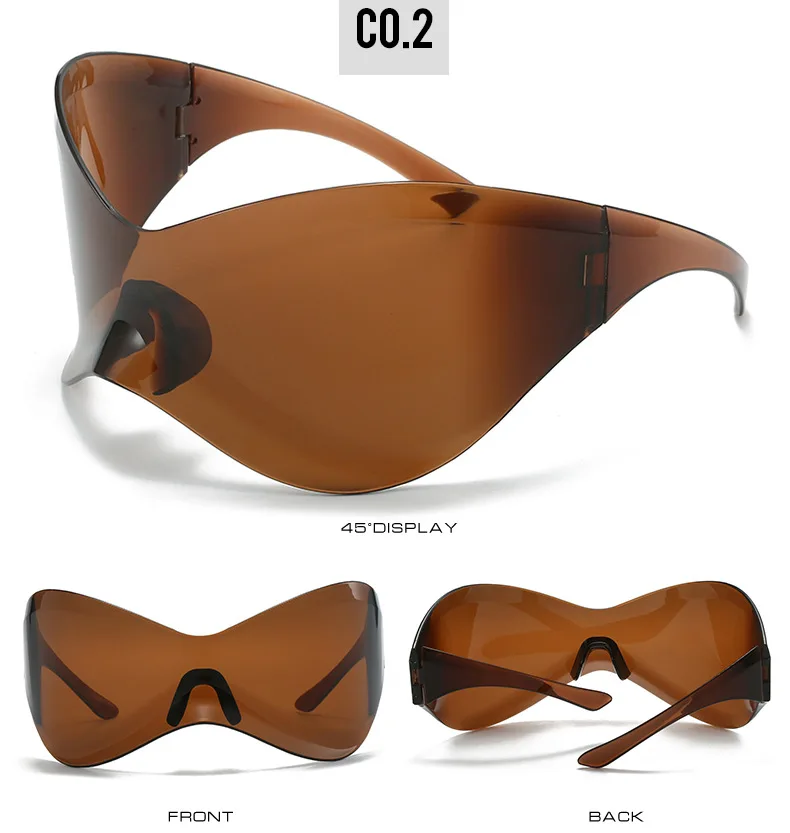 2026 Steampunk Übergroße Sonnenbrille Goggle Damen Herren Markendesigner Sport Randlose Sonnenbrille UV400 Schutz Eyewear Oculos – Detail 8