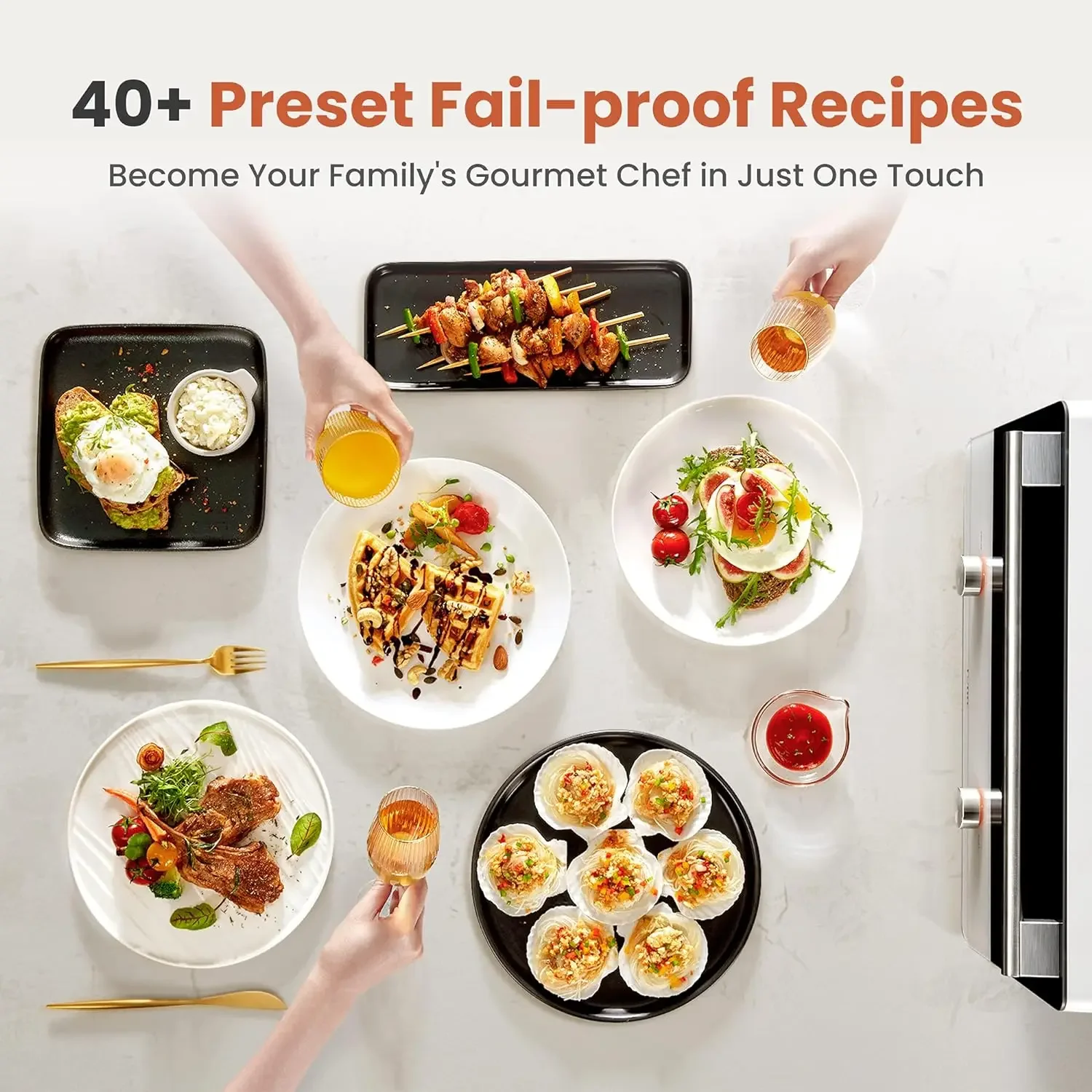 Foile chefcubii 4-in-1 countertop เตาอบไอน้ำ, หม้อทอด Air fryer, dehydrator กับ True convection bake, Steam-bake, broil, New