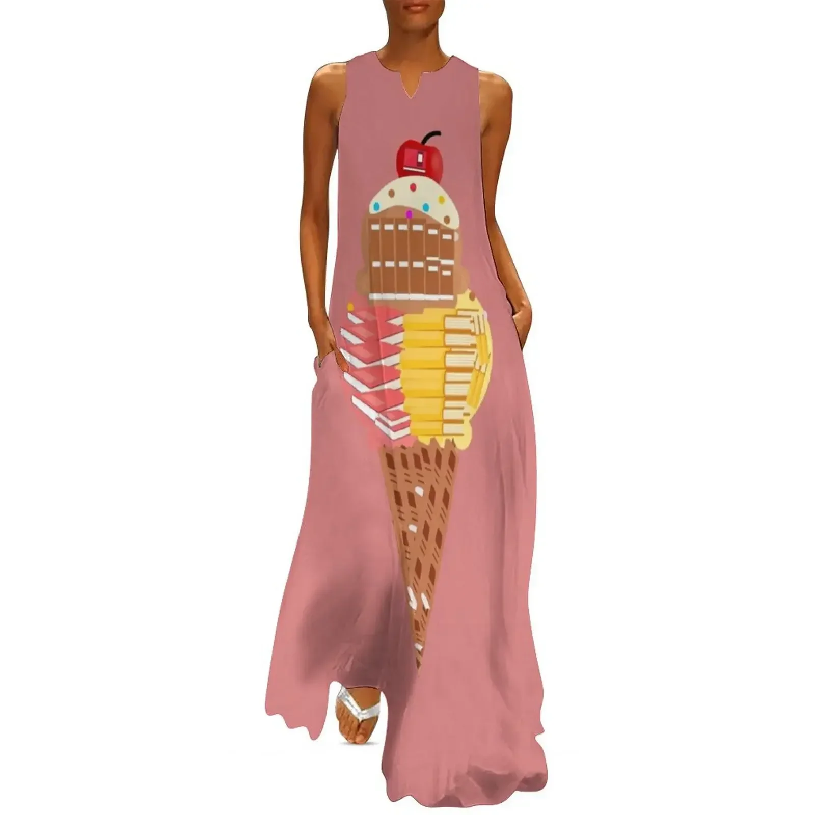 

Book Ice Cream Long Dress Long dresses women's summer dress 2025 Women's summer dress Woman clothing