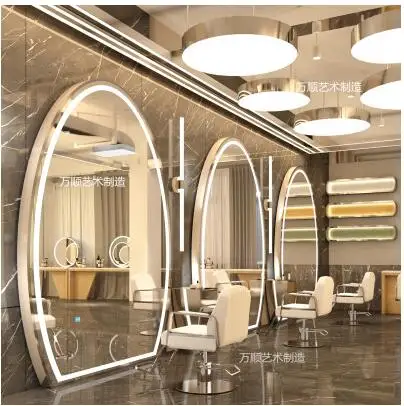 Barber\'s mirror table hair salon special semi-circular hairdressing mirror floor full body mirror touch single and double side