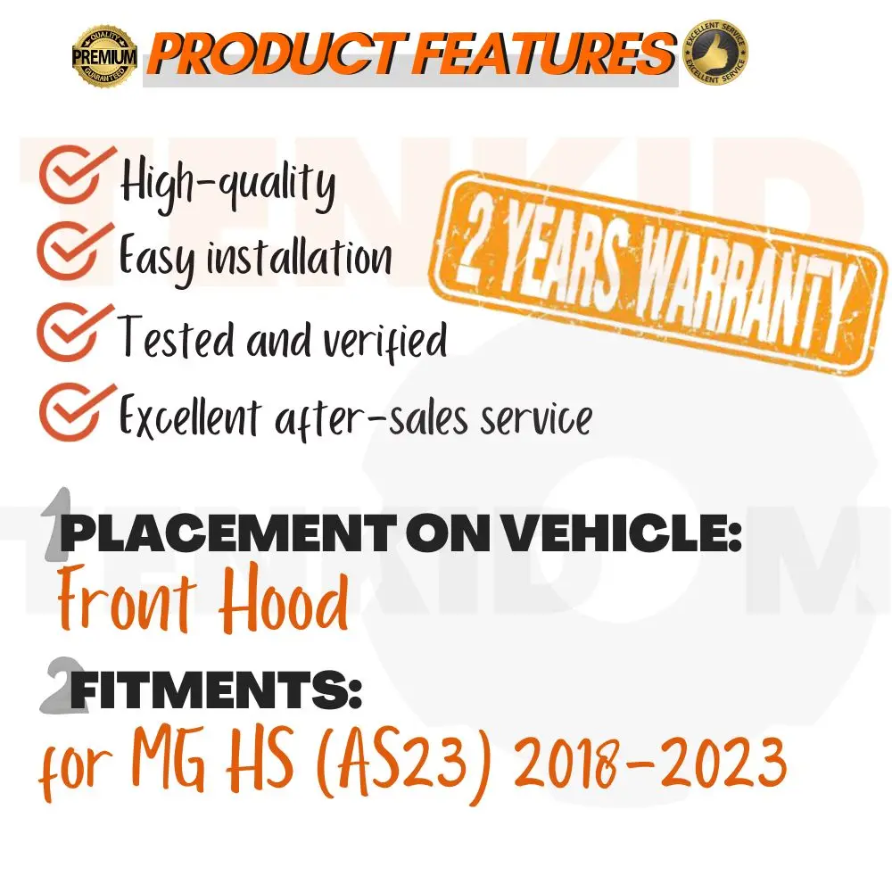 

Hood Lift Supports Compatible with MG HS (AS23) 2018-2023 Replacement Front Bonnet Gas Struts Dampers Springs Shocks Arm