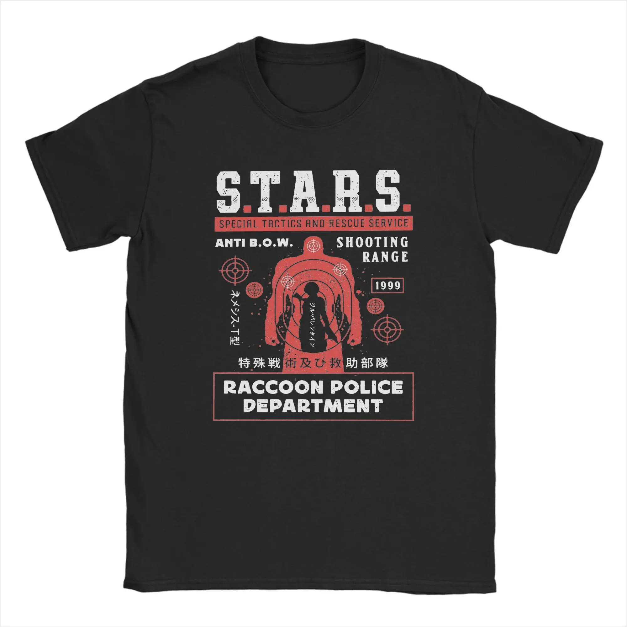 

Residents Evils Raccoon City Shooting Range Tshirts Men's Cotton Tops Streetwear Round Neck Short Sleeve