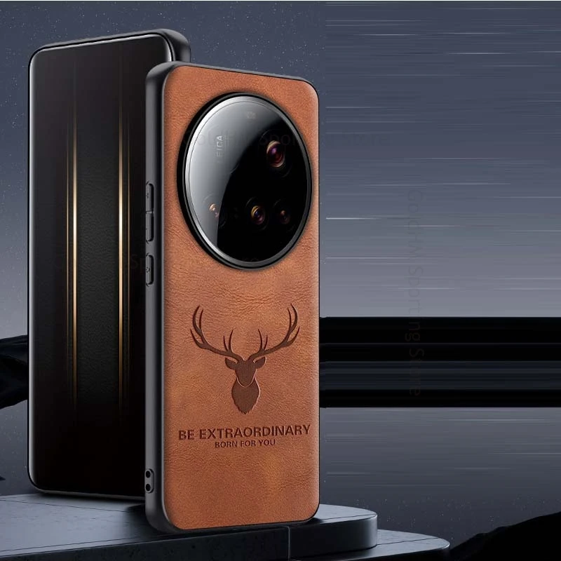 

Fundas For Xiaomi 15 Ultra 3D Cartoon Deer Elk Head Phone Case For Xiaomi 14 Ultra PU Leather Shockproof Cover For Mi 14 15Ultra