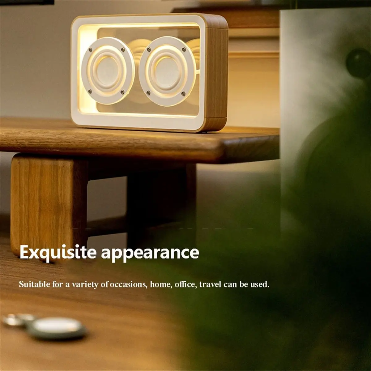 Retro Bluetooth Speaker Transprent TWS Connection Stereo Bluetooth Soundbar Wireless MP3 Music Player with Night Light B