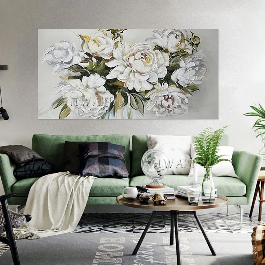 لوحات زيتية قماشية، زهور تجريدية، رسم فني نباتي جدار أكريليك بدون إطار، صورة ثلاثية الأبعاد كبيرة الحجم ديكور حديث، بيع بالجملة