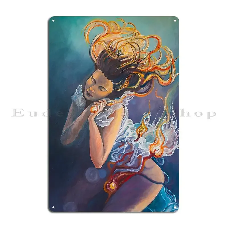 Goddess Of Fire One Of Four Painting Series Metal Plaque Printing Create Club Mural Party Tin Sign Poster