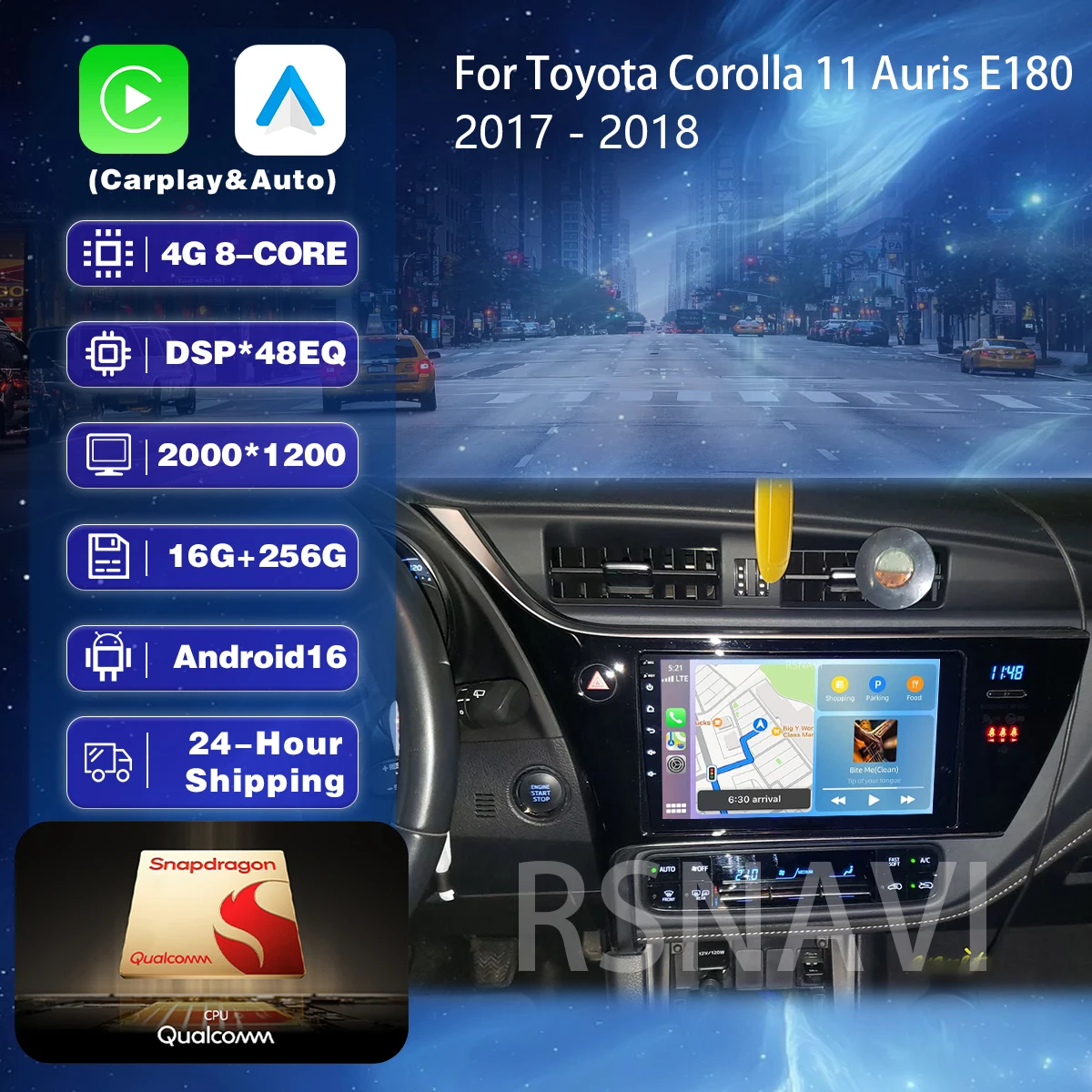 Android 16 Carplay Car Radio Multimedia Player For Toyota Corolla 11 Auris E180 2017 2018 2019 Autoradio Stereo 2din Head Unit