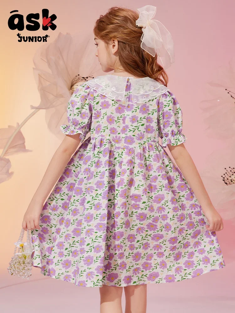 اسأل فستان الأميرة الصيفي للفتيات الصغيرات ذو الياقة الشبكية على شكل زهرة حلوة #2