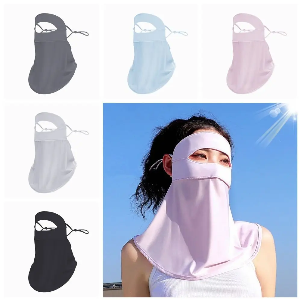 

Thin Summer Full-Face Sunscreen Veil UPF 50+ Anti UV Ice Silk Face Cover Breathable Outdoor Neck Wrap Cover Cycling