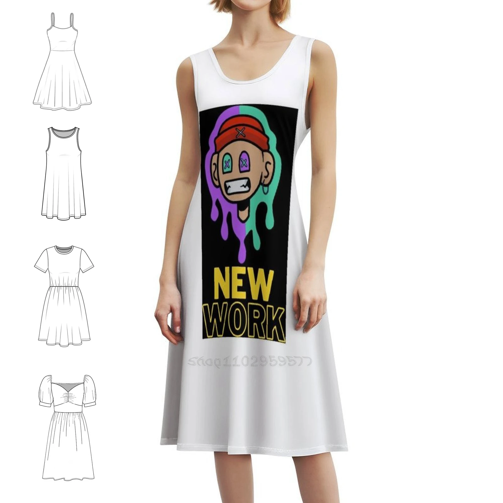 

New Work Women's Streetwear Party Dress Trendy Print Club Clothing For Female Replicas Punk Gary Numan Tubeway Army Women's