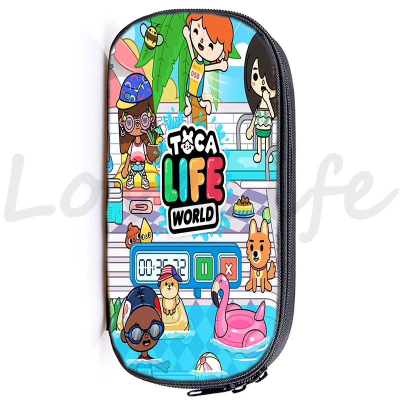 Étui à crayons 3D Toca Life World Game, jolie pochette de rangement pour cosmétiques, papeterie fournitures scolaires