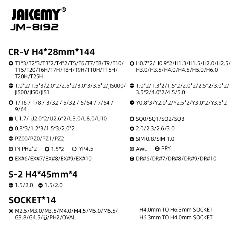 Imagem -06 - Jakemy-precision Chave de Fenda Tool Grupo Magnetic Cr-v Bits Celular Computador Tablet Reparação de Óculos Ferramentas Manuais Jm8192 180 em 1