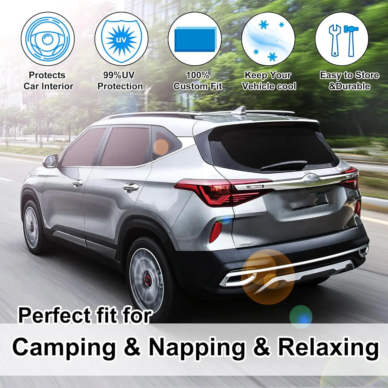 8PCS Custom Car Window Shades for Sun Protection, Privacy, and Cooling - Easy Install & Foldable Storage