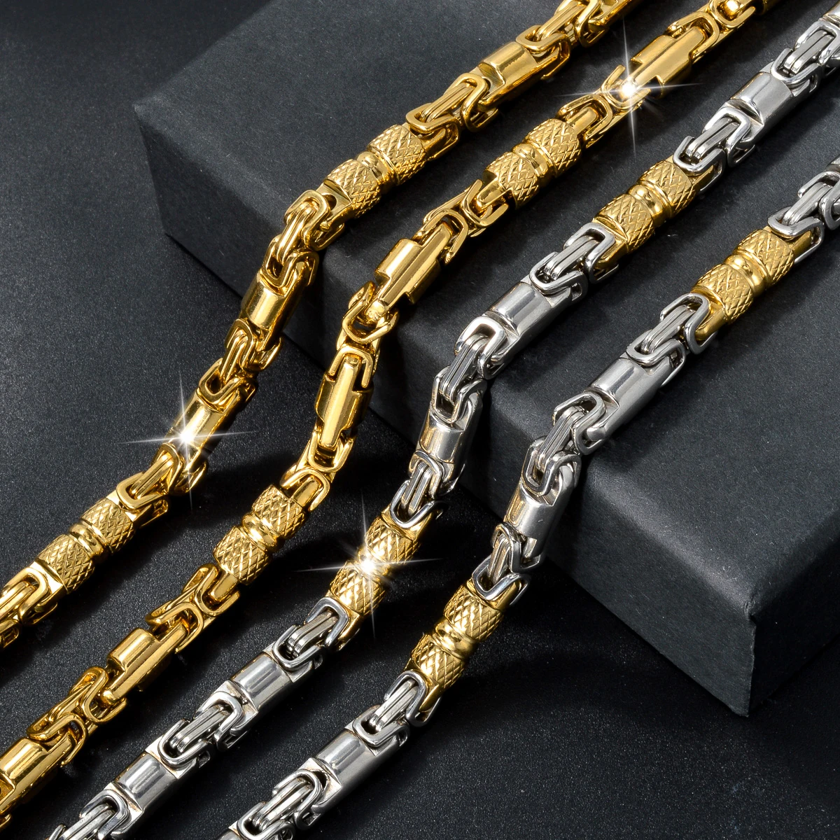 Neue männer und frauen Edelstahl Halsketten Geometrische Byzantinischen Ketten Retro Hip-hop Punk Party Schmuck Geschenke – Detail 2