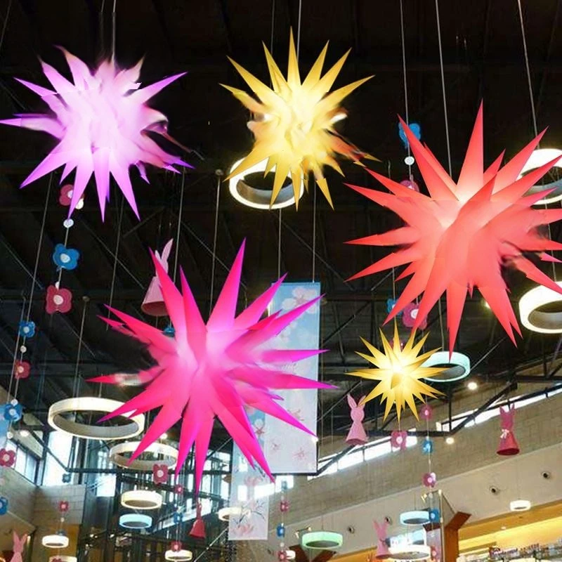 Hanging Decoration 32 Spikes Inflatable Star  Inflatable Star Balloon With Color Changing For Party Wedding Stage Bar Decor