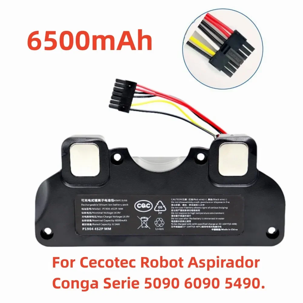 CECOTEC-Paquete de batería para Robot aspirador CONGA, 14,8 V, 6500mAh, 100%, 5090, 6090, modelo de fabricación inteligente NIT, novedad de 5490