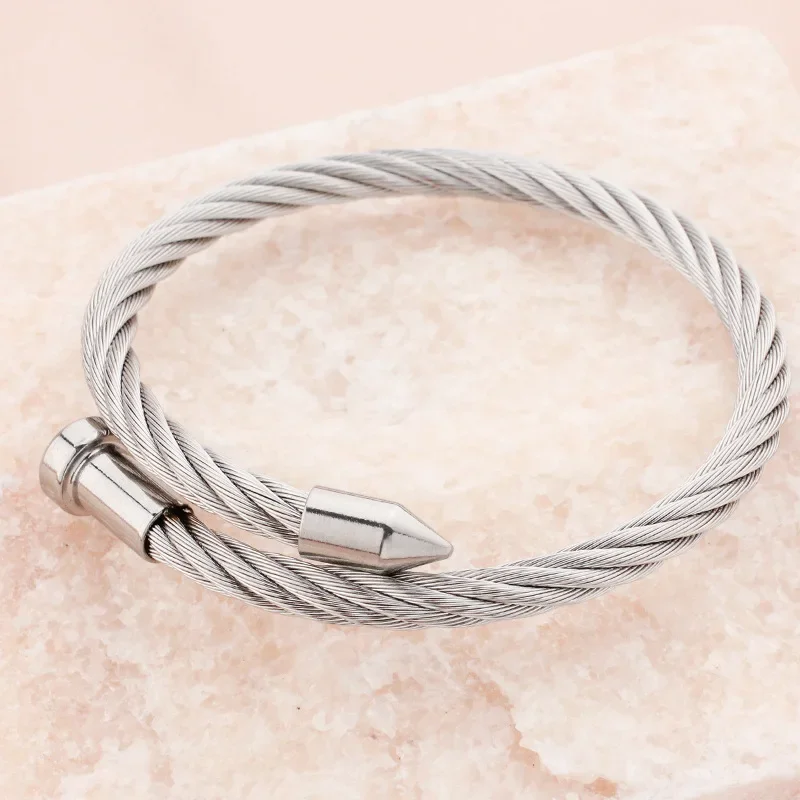 Nail Steel Bracelet Hip Hop Stainless Steel Bracelets for Men High Quality Gold Silver Color Hand Chain Goth Jewelry