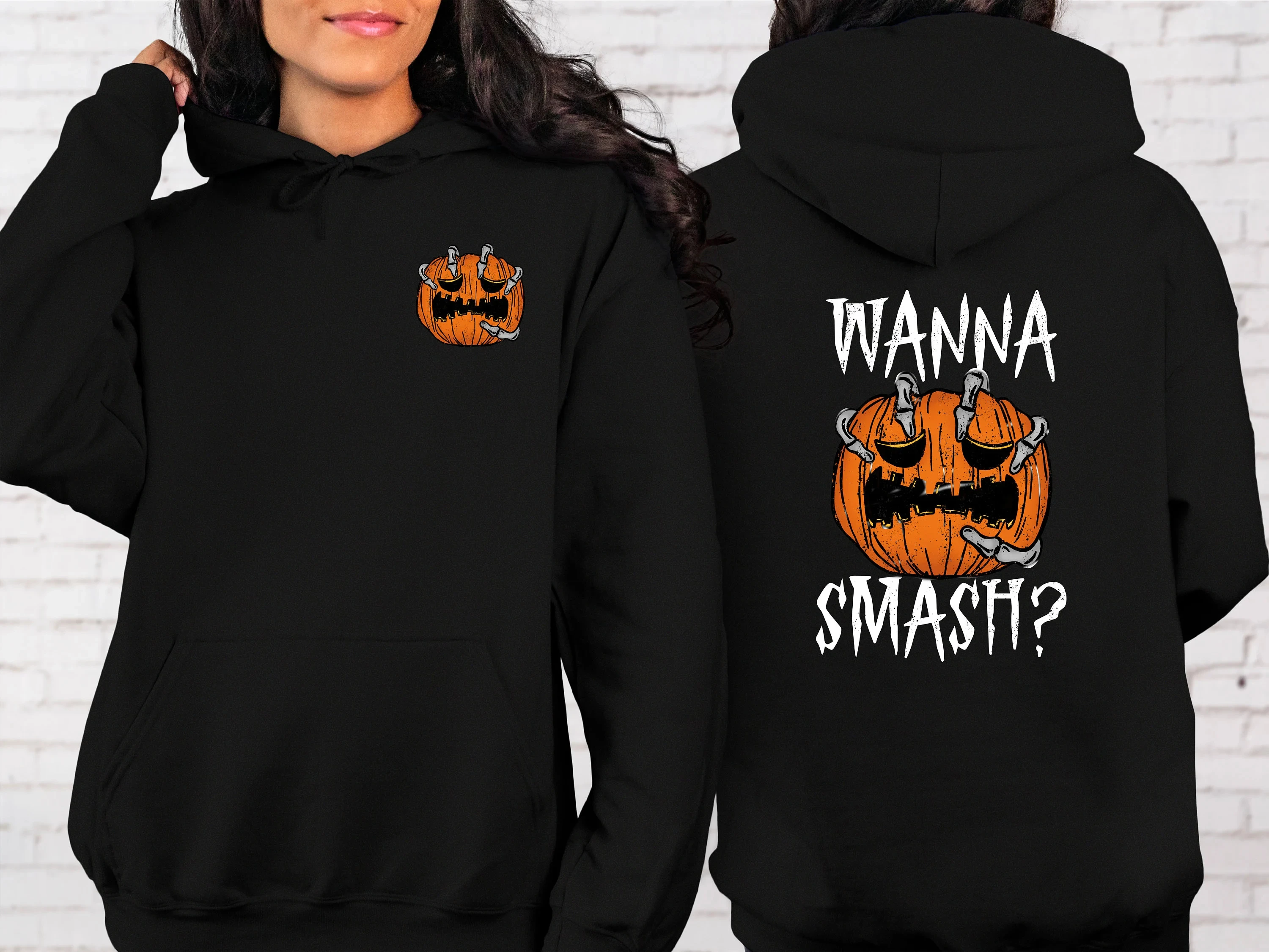 

Wanna Smash Halloween Hoodie for Women Long Sleeve Sweatshirt Pullover Unisex Autumn Winter Clothing Y2k Tops Vintage Streetwear