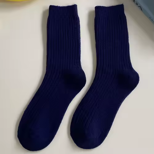 1 Pair Women Cotton Loose Socks Autumn Winter Knitting Solid Color Long Black Pink Korean Japanese Student Girls Stockings Retro - Image 10
