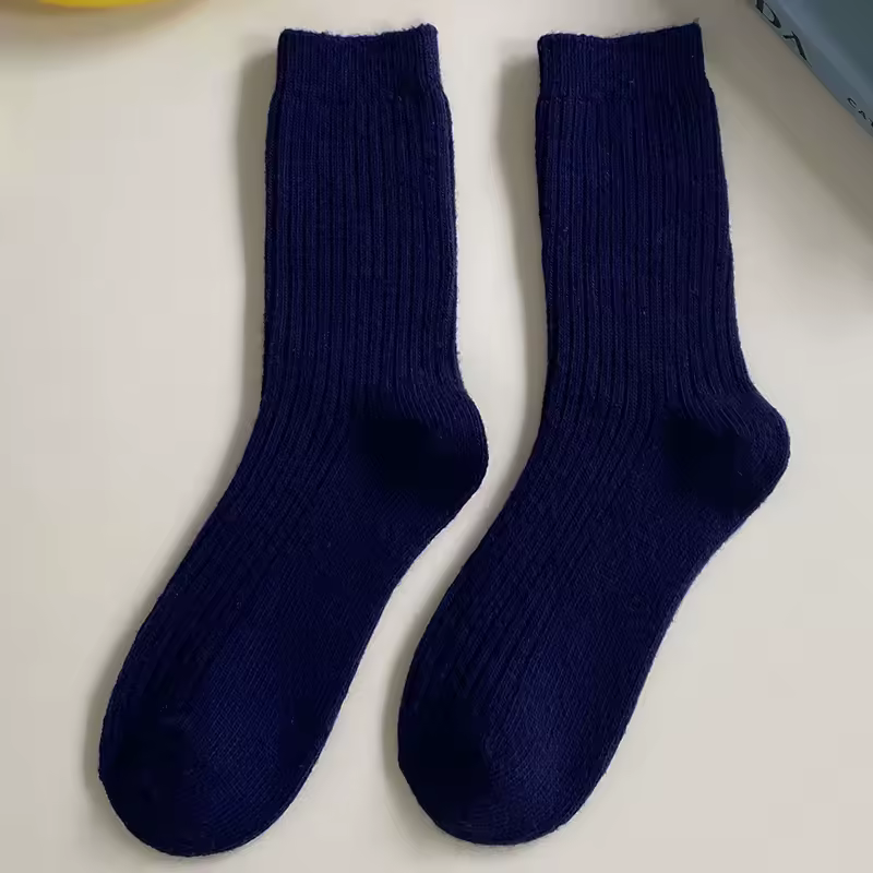 1 Pair Women Cotton Loose Socks Autumn Winter Knitting Solid Color Long Black Pink Korean Japanese Student Girls Stockings Retro - Image 10