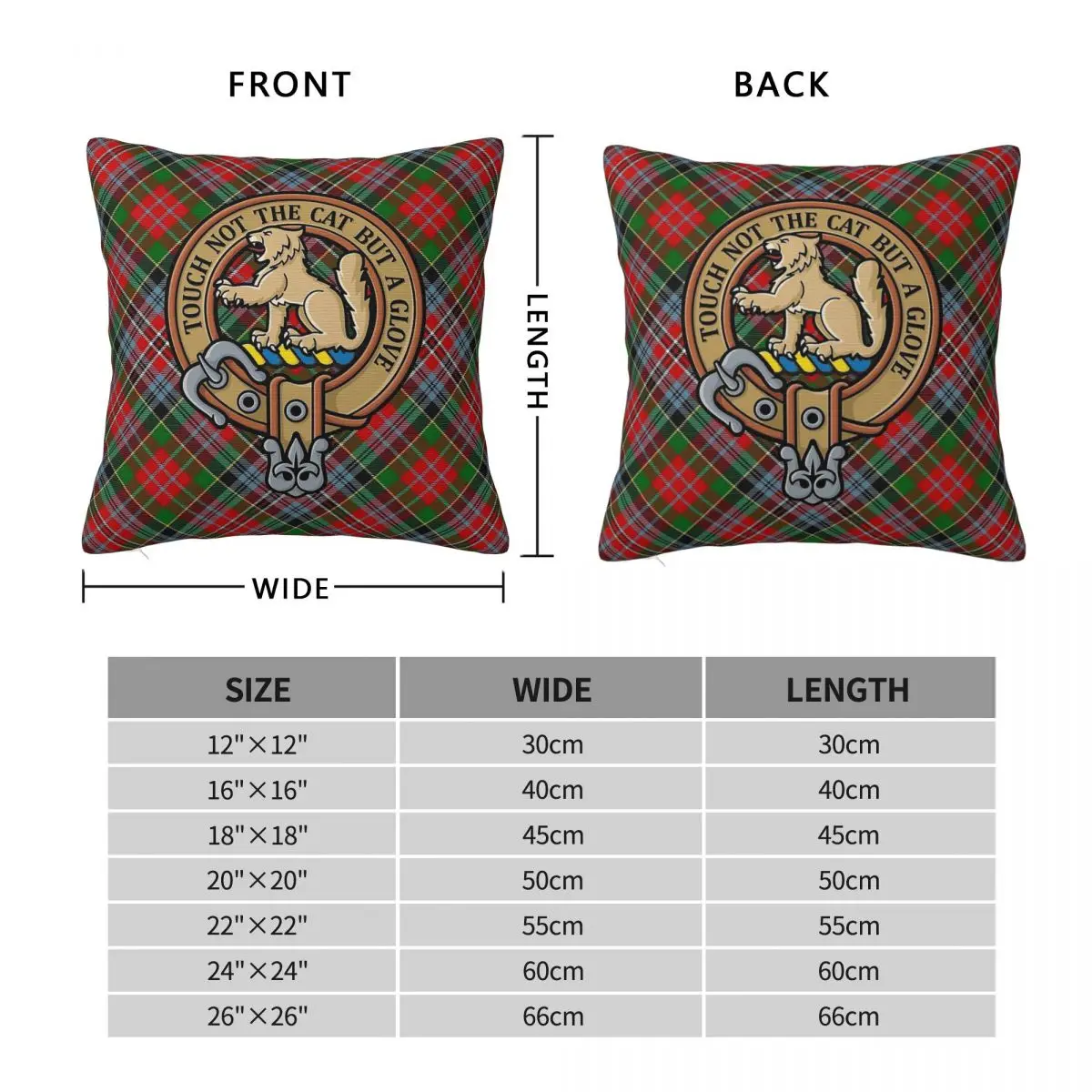 Clan Macpherson Crest Tartan Square Pillowcase Polyester Linen Velvet Pattern Zip Decor Home Cushion Case