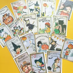 Pack of 18 Vintage Halloween Stickers Handmade Craft Witch Pumpkin Spooky Decals for Journal, Planner, Laptop, Water Bottle