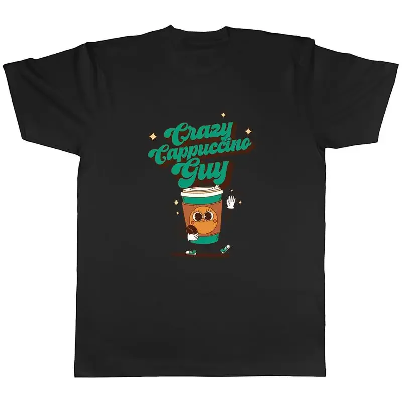 Crazy Cappuccino Guy Mens T-Shirt Coffee Drink Tee Gift