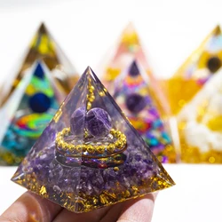 Pyramide d'énergie en résine de constellation, arbre en cristal naturel, générateur de chakra Reiki, Dakota ide d'orgonite, cadeau de guérison, décor de chambre