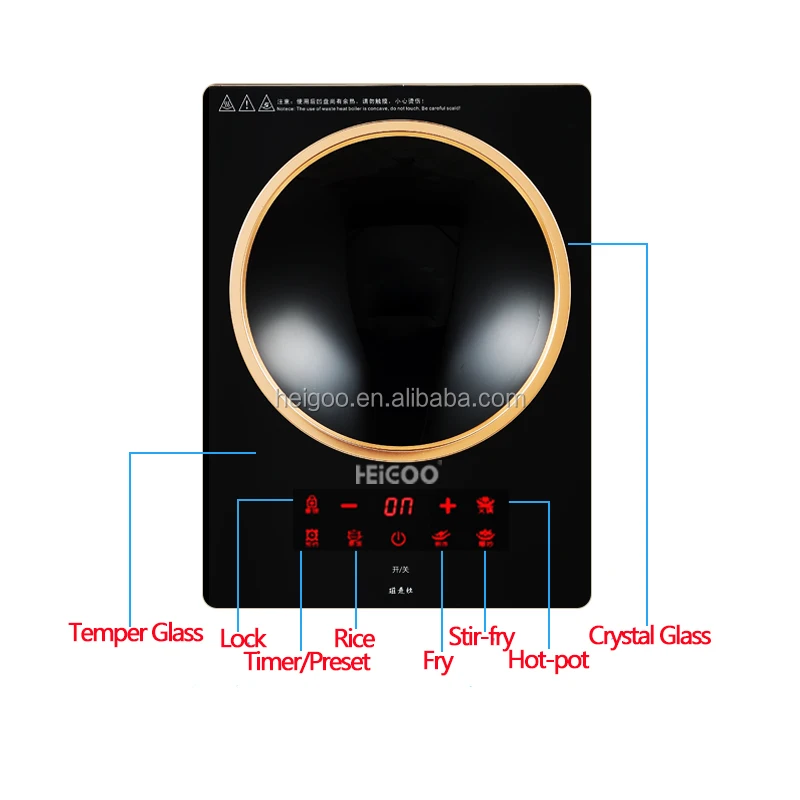 شعلة واحدة مدمجة ومحمولة طباخ التعريفي الكهربائي المقعر بقدرة 2500 وات مع لوحة سيراميك زجاجية #3