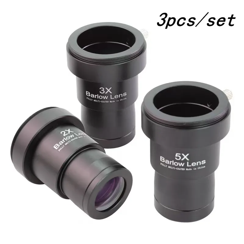 

Datyson Telescope Barlow Lens Kit 2X-3X-5X, 1.25inch Telescope Accessories, All-Metal Multi-Coated Broadband Green Film Lens, Suitable for Astronomical Eyepieces